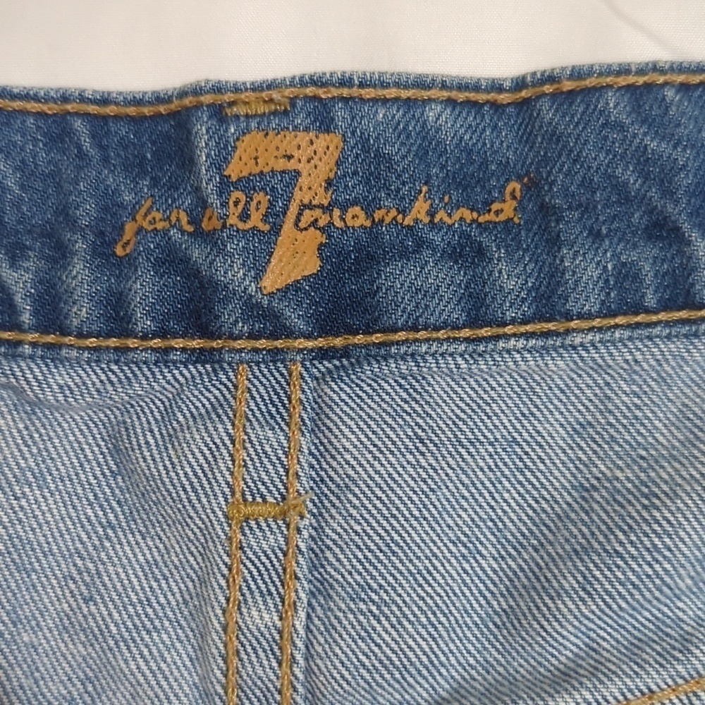 7 for All Mankind Distressed Denim Shorts, Color Blue Size 25 - Picture 14 of 15